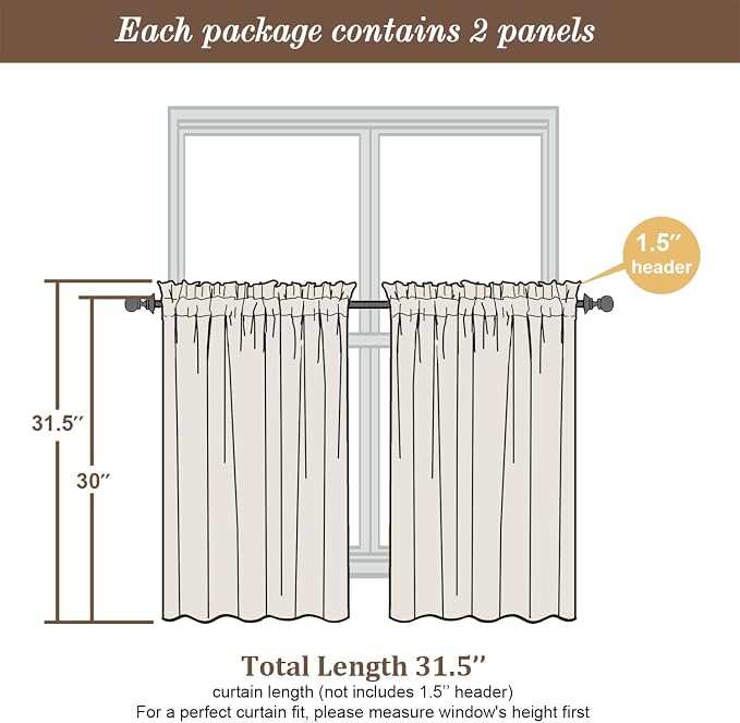 Chyhomenyc Blush Pink Sheer Curtains 30 inch Length 2 Panels, Light Filtering - Image 6