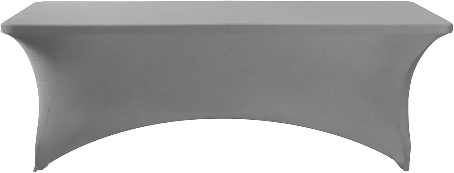 2Pack Spandex Table Cover for 6Ft or 4fT or 8ft Table Universal Fitted Stretch Tablecloth for Party, Banquet, Wedding and Events-Gray