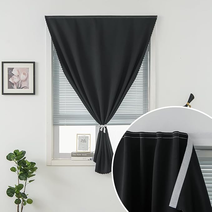 Room Darkening Curtains with Adhesive Backing Tool Free Hanging Window Drapes - Image 6