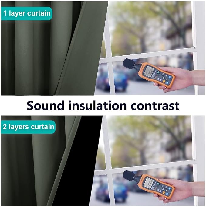 NICETOWN 100% Blackout Curtains 120" Long, Pair of Energy Smart & Noise - Image 4
