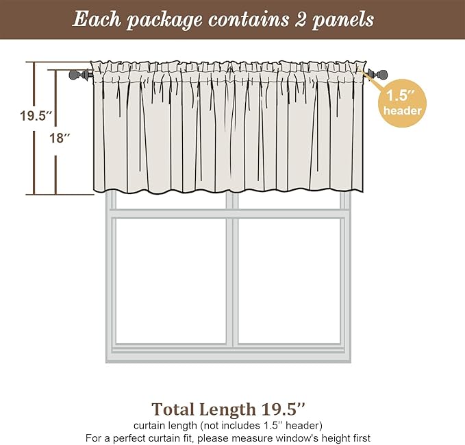 Chyhomenyc Sheer Valances for Windows 2 Pack, Small Window Curtains for Living - Image 4