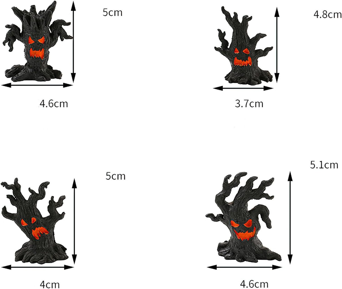 AUOCATTAIL 4 Pcs Halloween Micro Landscape Accessories Ghost Pile Craft Resin Miniature Figurines Miniature Tree Demon Decoration for Garden Plant Pots Bonsai Scene Ornament
