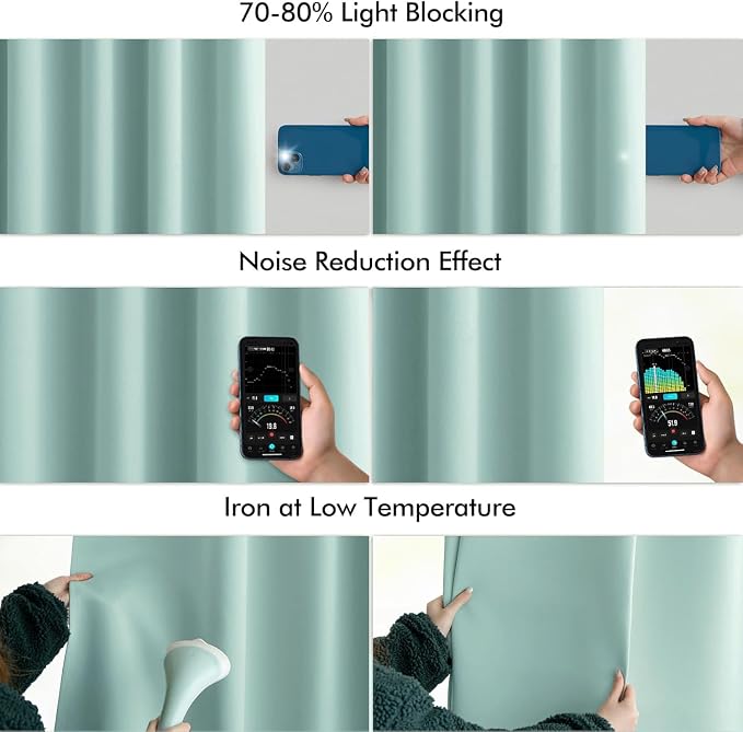 MIULEE Aqua Back Tab Blackout Curtains 52x102 Inch Long 2 Panels Set | Rod - Image 5