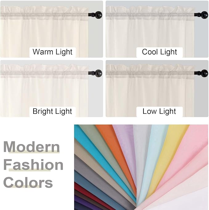 Cream Sheer Curtain for Bedroom Living Room 78 Inches Long 2 Panels Set - Image 7