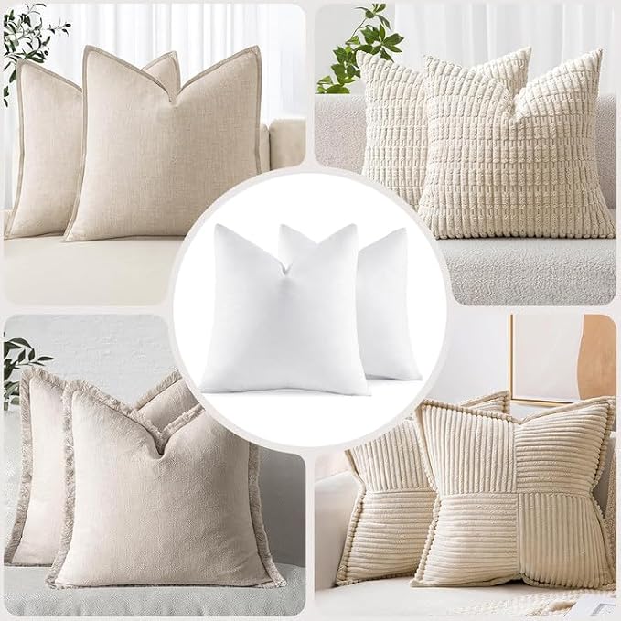 MIULEE 16x16 Pillow Inserts, Double-Layer Down-Proof Cotton Cover, Decorative - Image 7
