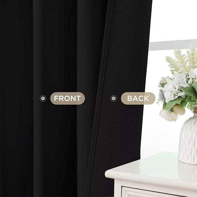 Joydeco 84 Inch Black Curtains 2 Panels Set, Room Darkening Drapes - Image 5