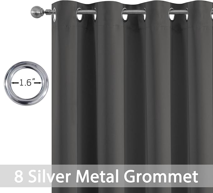 Yakamok Room Darkening Curtains 52x63 inch Length Charcoal Grey-Living Room | 2 - Image 2