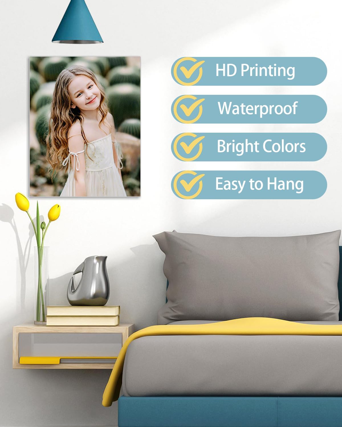 AbcCustomize Canvas Prints with Your Photos，Custom Canvas Wall Art for Bedroom, Living Room, Farmhouse Decor，Personalized Gifts Canvas Prints for Family，Friend，Lover，Pet