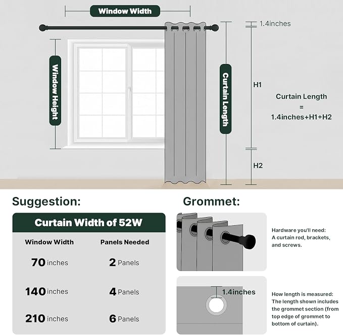 H.VERSAILTEX Blackout Curtains 84 inches Long - Image 2