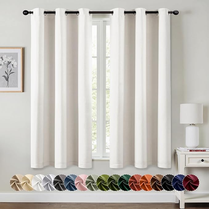 MIULEE Blackout Curtains for Bedroom 2 Panels 40 x 45 Inch Long Ivory | Thermal by MIULEE