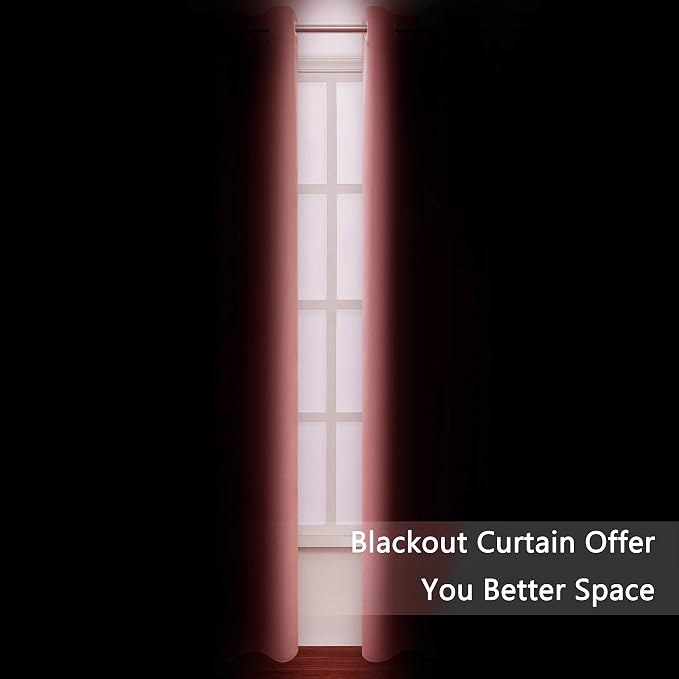 Blackout Curtains 66 x 95 inch/Coral Curtains Set of 2 Panels/Thermal Insulated - Image 3