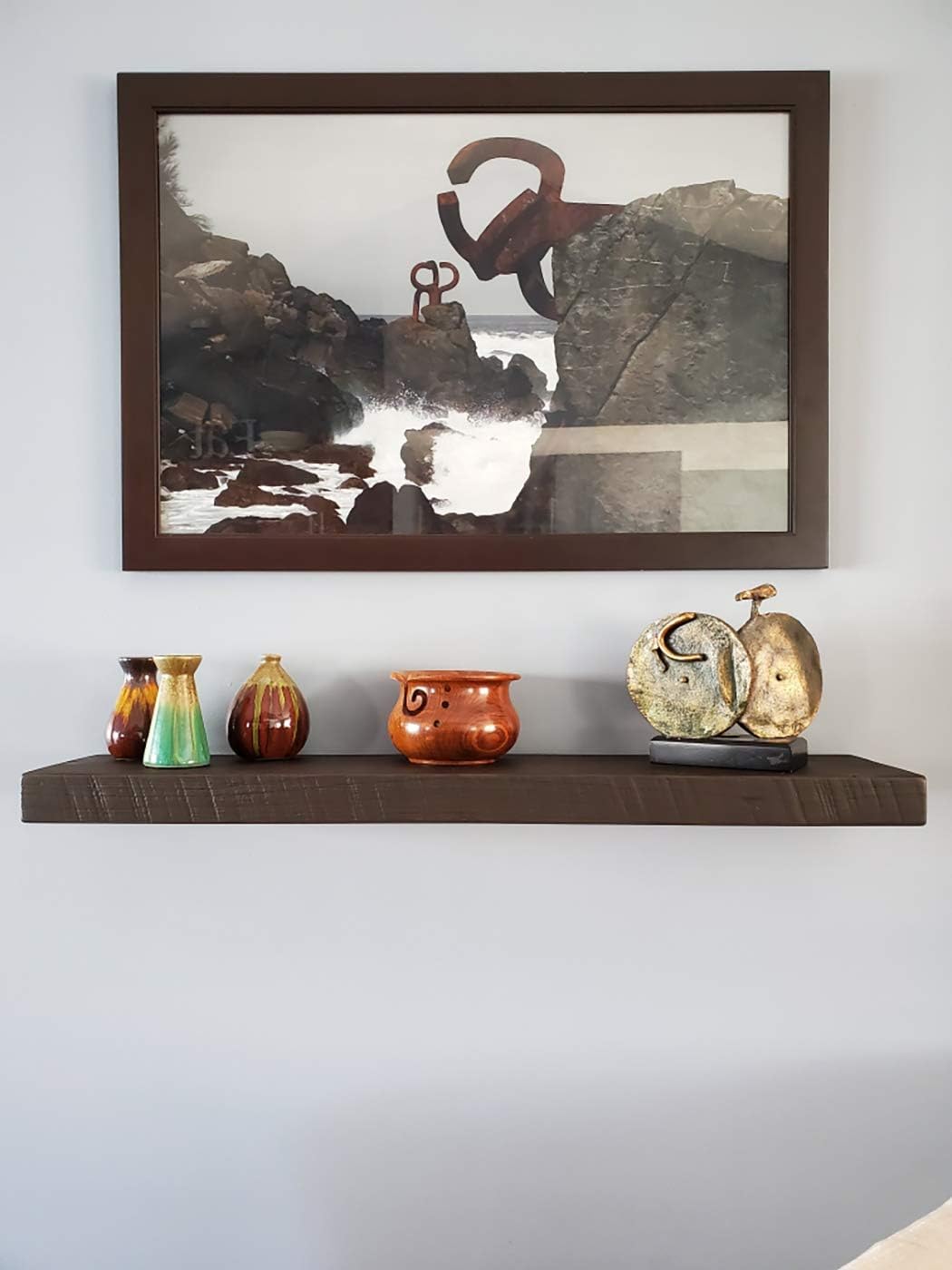 Joel's Antiques - 42 Inch Wooden Floating Shelves for Wall - 42x8x2 in - Made of Natural Wood - Heavy Duty Rustic Wall Shelves for Bedroom - Perfect for Living Room, Kitchen - Mocha