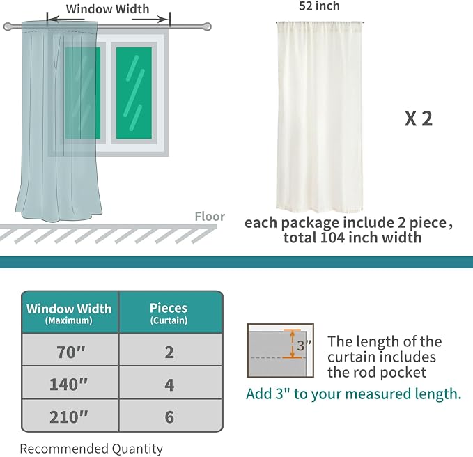 BGment Linen Sheer Curtains 84 Inches Long 2 Panels Set - Image 9