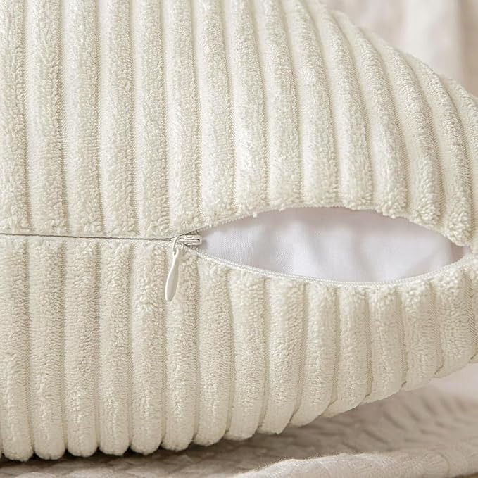 MIULEE Cream White Decorative Euro Sham Pillow Covers 24x24 Inch 2 Pack | Beige - Image 6