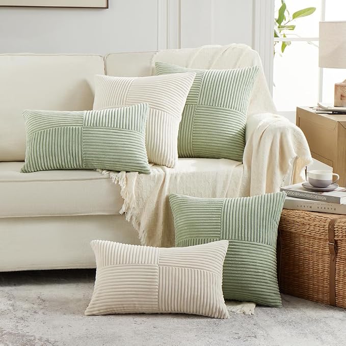 Fancy Homi 2 Packs Sage Green Lumbar Decorative Throw Pillow Covers 16x28 Inch - Image 6