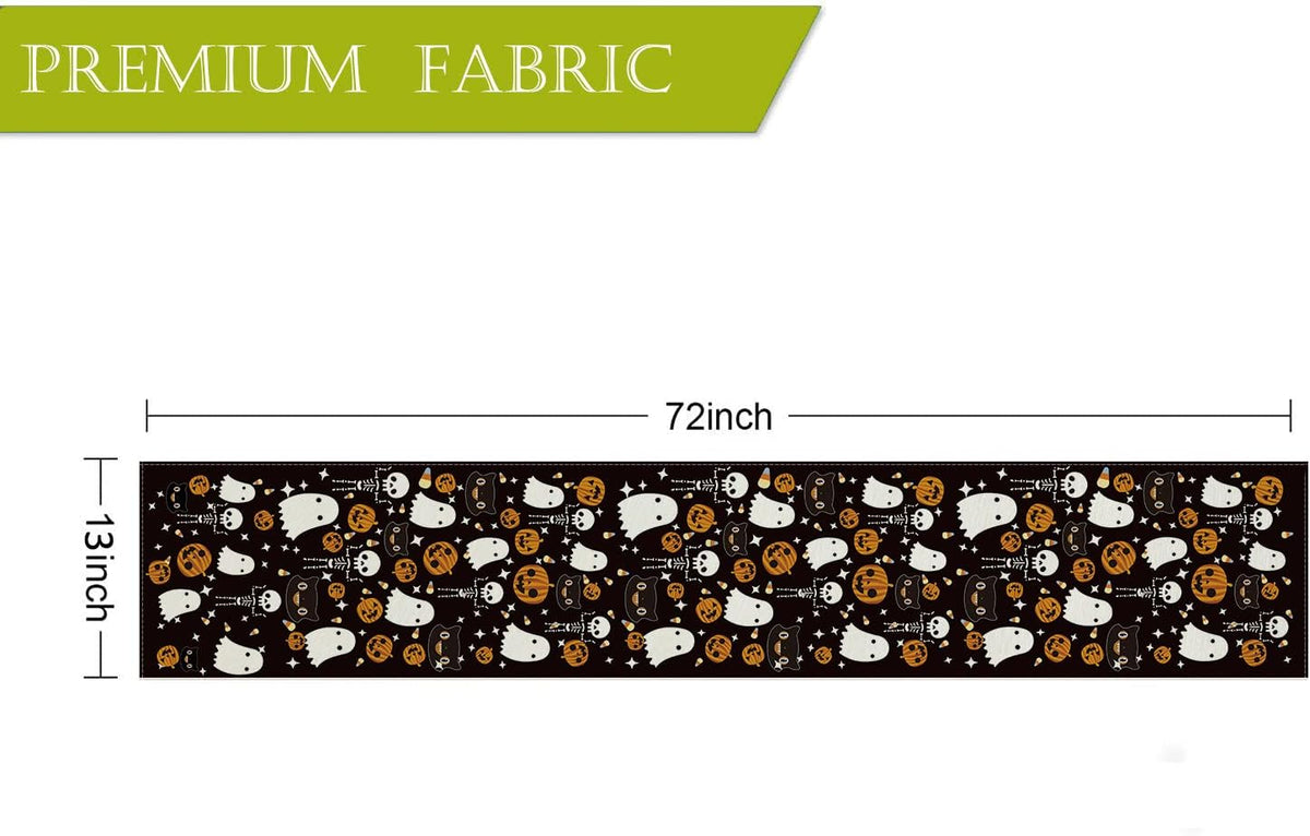 GAGEC Halloween Table Runner Black Cat Pumpkins Seasonal Kitchen Dining Table Home Outdoor Party Decorations (13'' x 72'')