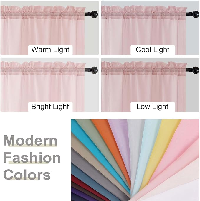 Blush Sheer Curtain for Bedroom Living Room 78 Inches Long 2 Panels Set - Image 7