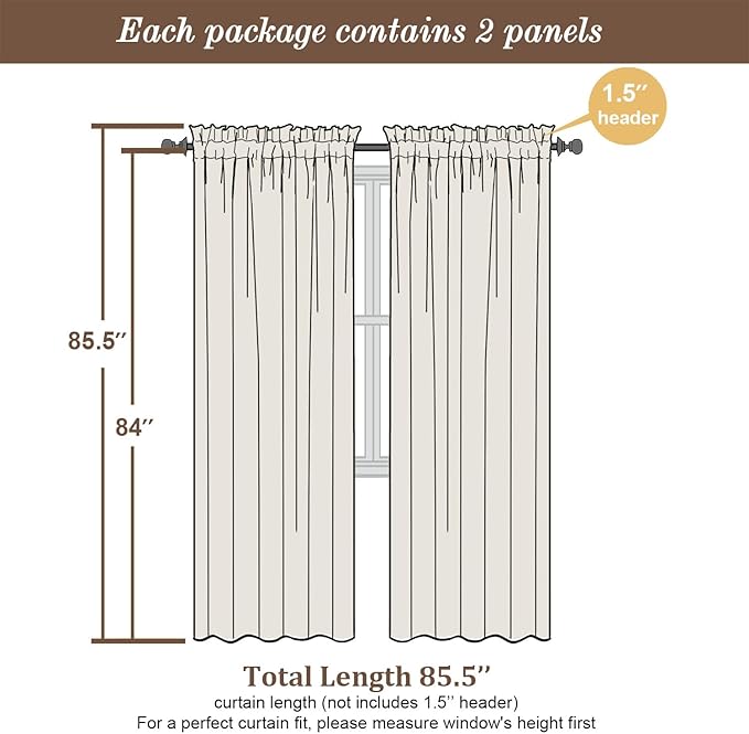 Chyhomenyc Charcoal Grey Sheer Curtains 84 Inches Long 2 Panels, Light - Image 3
