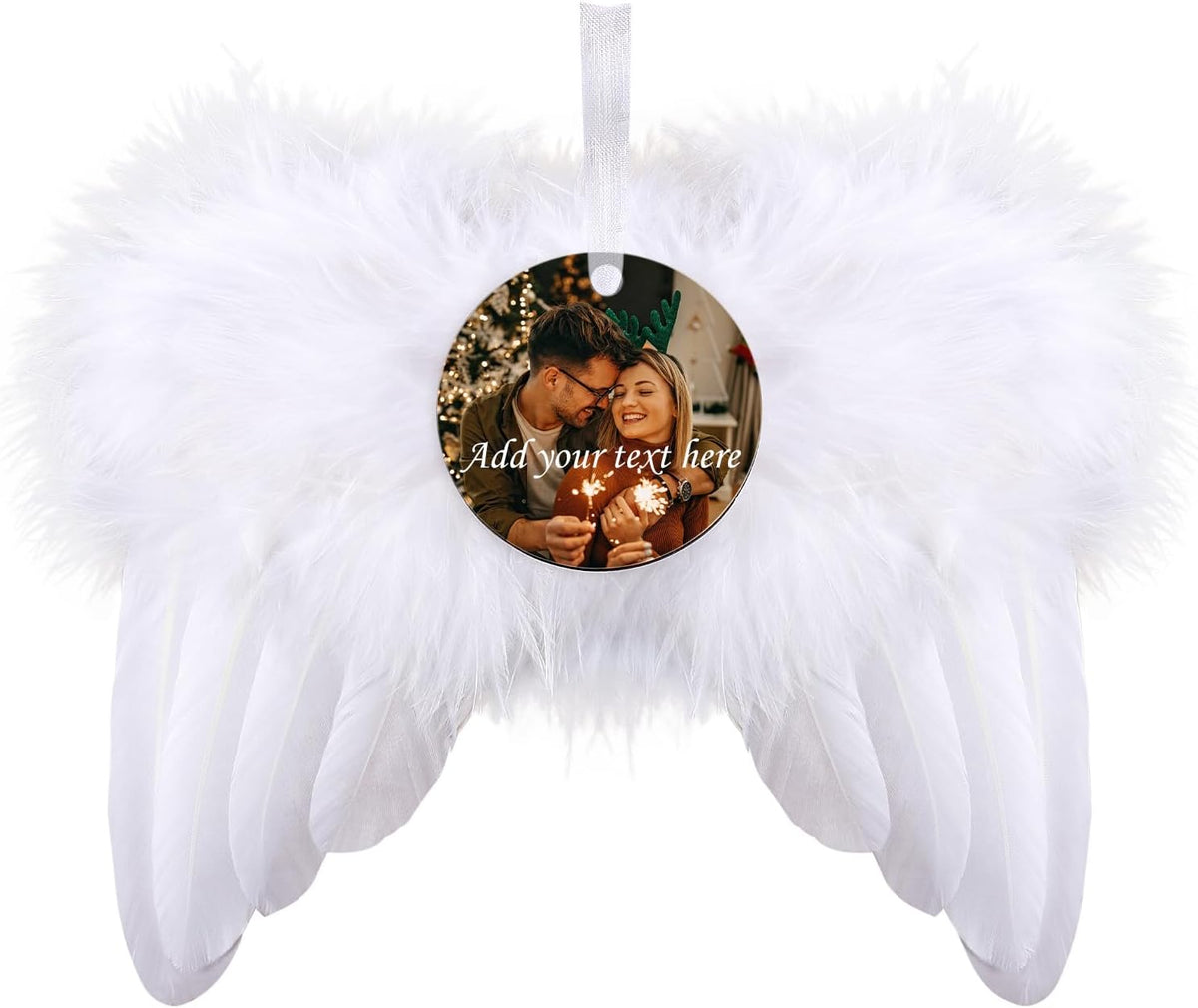 Personalized Christmas Ornaments 2025, Angel Wings Custom Photo Text Hanging Ornament Customized Christmas Tree Decorations Gift for Family, Kids, Friends, Couples, Wedding