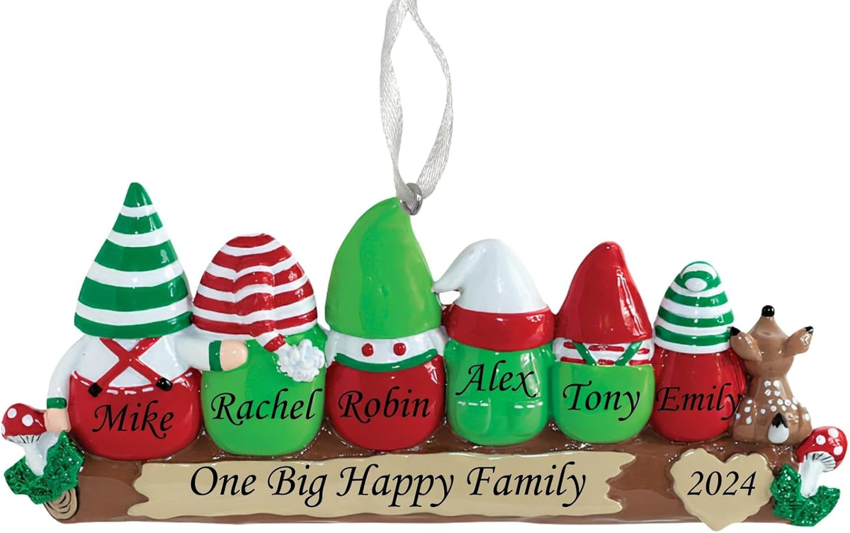 2025 Family Christmas Ornament – Personalized Ornament for Families – Custom Gnome Family Ornament – Holiday Tree Decoration Keepsake Gift (Family 6)