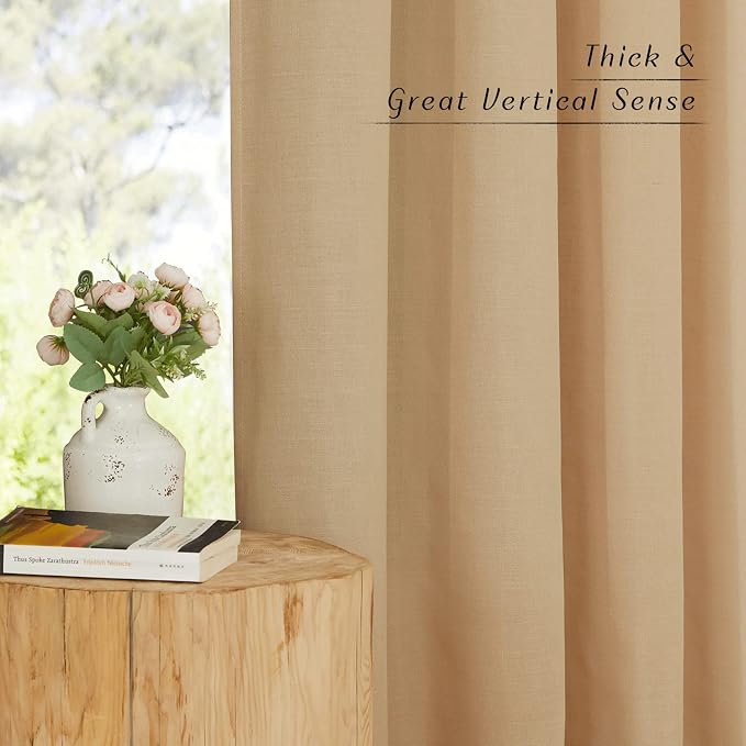 NICETOWN Linen Curtains for Windows 90 inch Long, Grommet Semi Sheer Vertical - Image 5