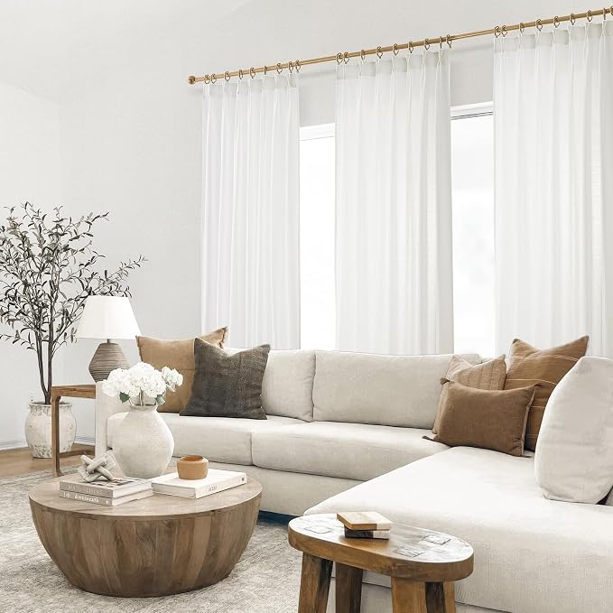 Topfinel White Pinch Pleated Linen Curtains 102 Inch Length 1 Panels - Image 9