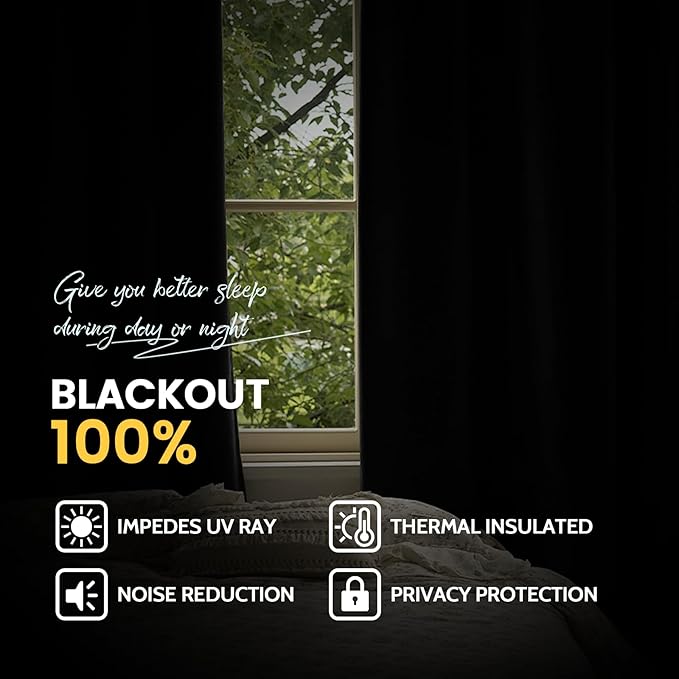 Yakamok Brown 100% Blackout Curtain Panels 84 inches, 2 Panels | Blackout - Image 8