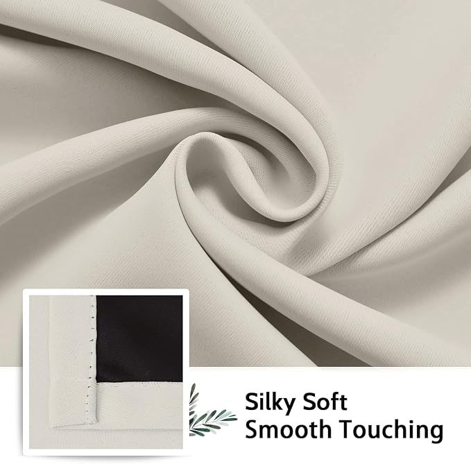 SimpleHome Cream 100% Blackout Curtains Room Darkening Living Room 54 Inch | - Image 7