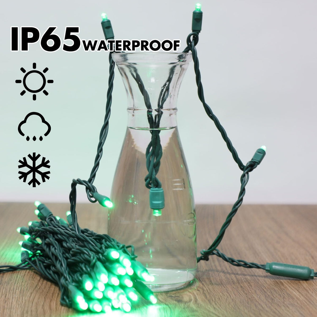600LED (12pk of 50L) String Lights,LED Christmas Lights, 6" SPACING,Green Wire,Green