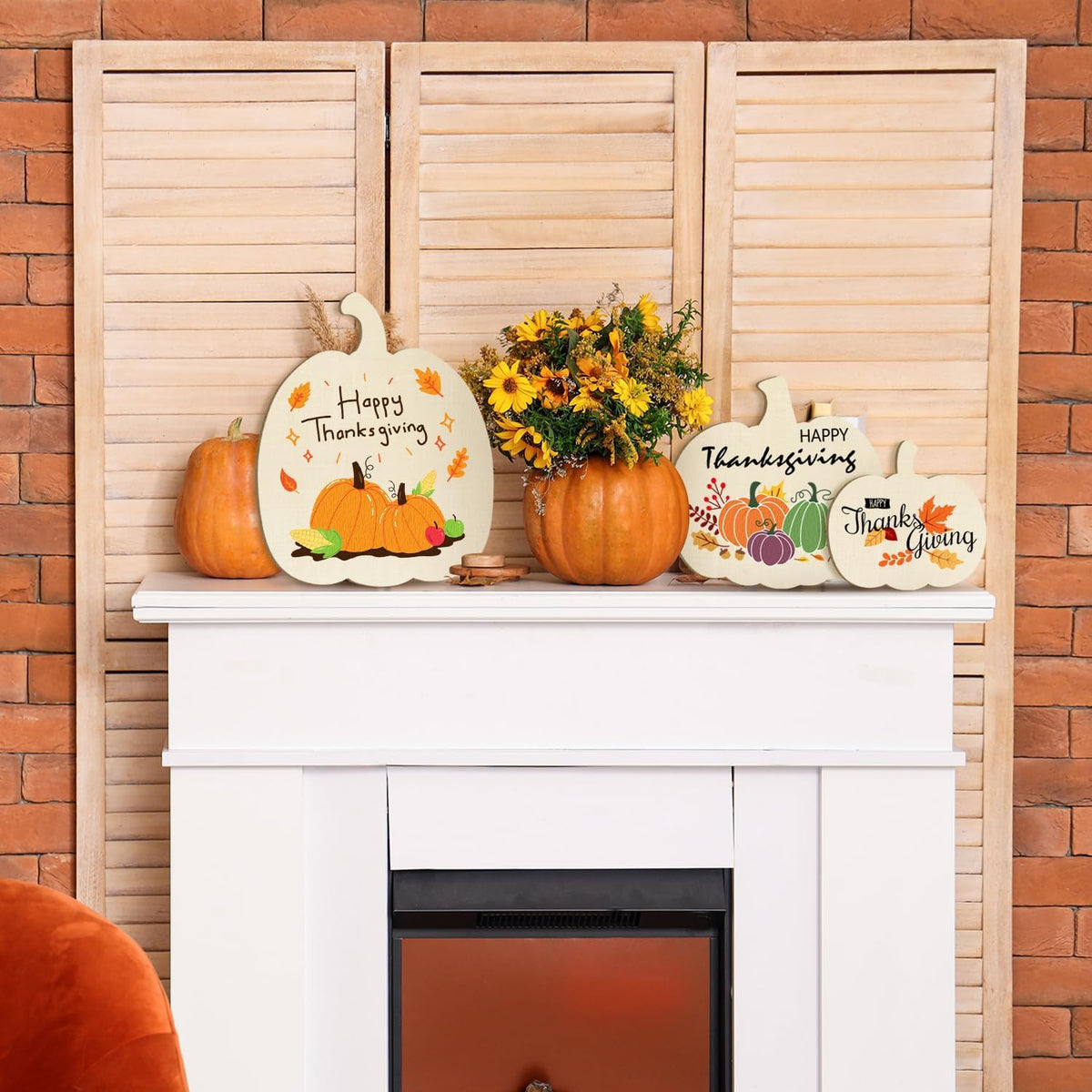 Wooden Pumpkins Ornaments to Paint Halloween Thanksgiving Decoration Cutouts Unfinished 6Pack, DIY Blank Unfinished Pumpkin Ornament for Home Harvest Crafts Autumn Decoration（3 Style）