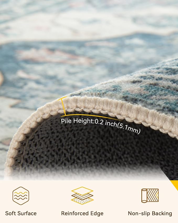 RELEANY Washable Area Rug, Runner 2'6"x12', Water Repellent, Pet Friendly - Image 2