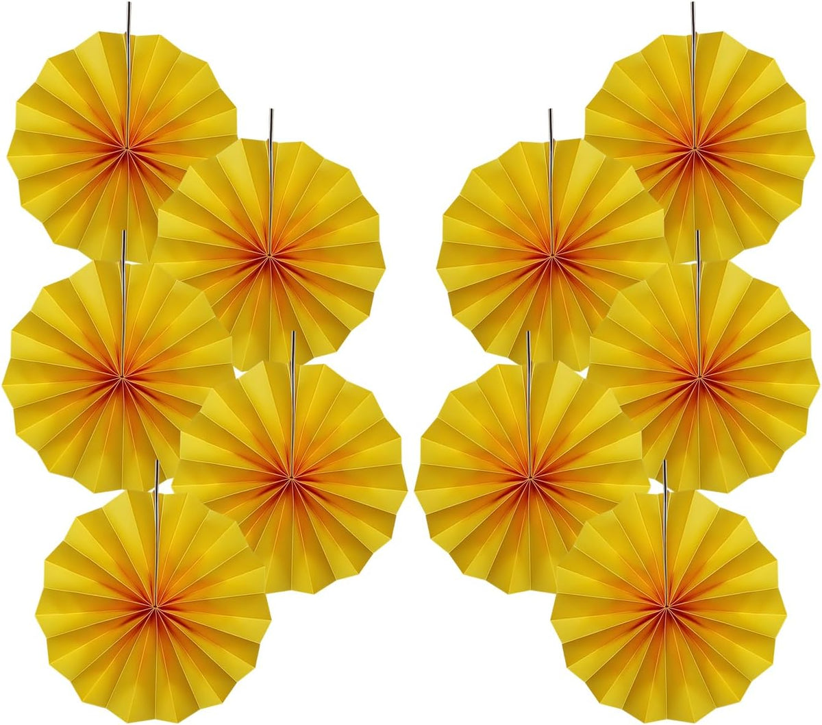 Yellow Birthday Decorations,DIY Yellow Paper Fans Hanging Decoration ,Party Supplies Party Fans 8in, Wedding Graduation Events Accessories 30 Color DIY Set （Yellow）