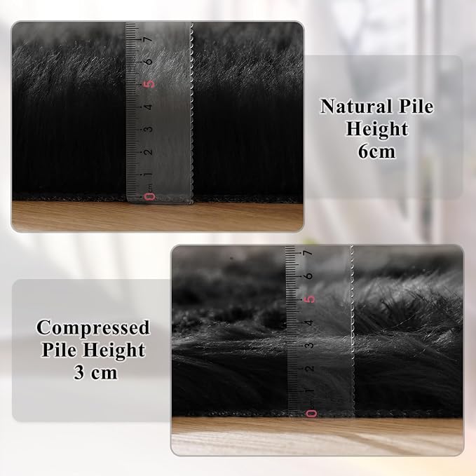 ORINOVA Black Fluffy Faux Fur Rug - Image 5