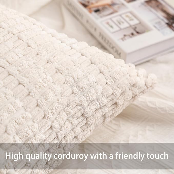 Aegero Pack of 2 Corduroy Decorative Throw Pillow Covers 22x22 Inch - Image 2
