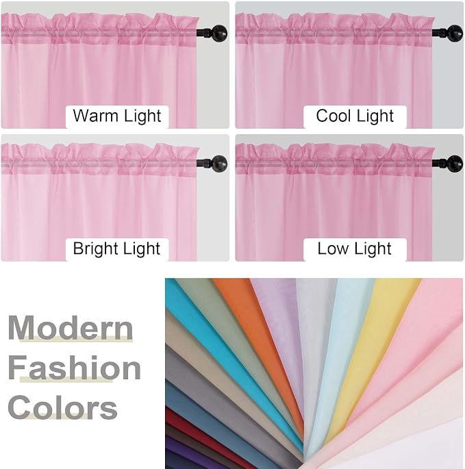 Pink Sheer Curtain for Bedroom Living Room 72 Inches Long 2 Panels Set - Image 7