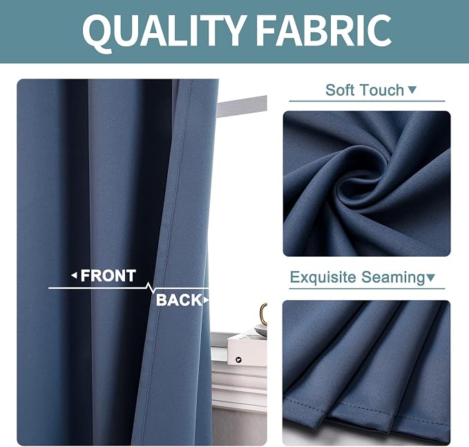 ChrisDowa Blackout Curtains for Bedroom and Living Room 120 Inches Long | 2 - Image 3