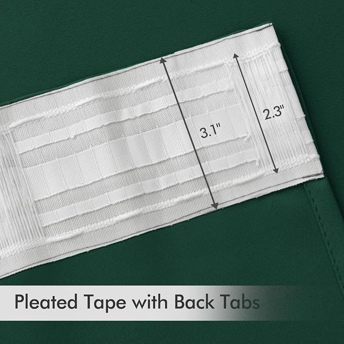 MIULEE Christmas Hunter Green Back Tab Blackout Curtains 52"x102" 2 Panels | - Image 4