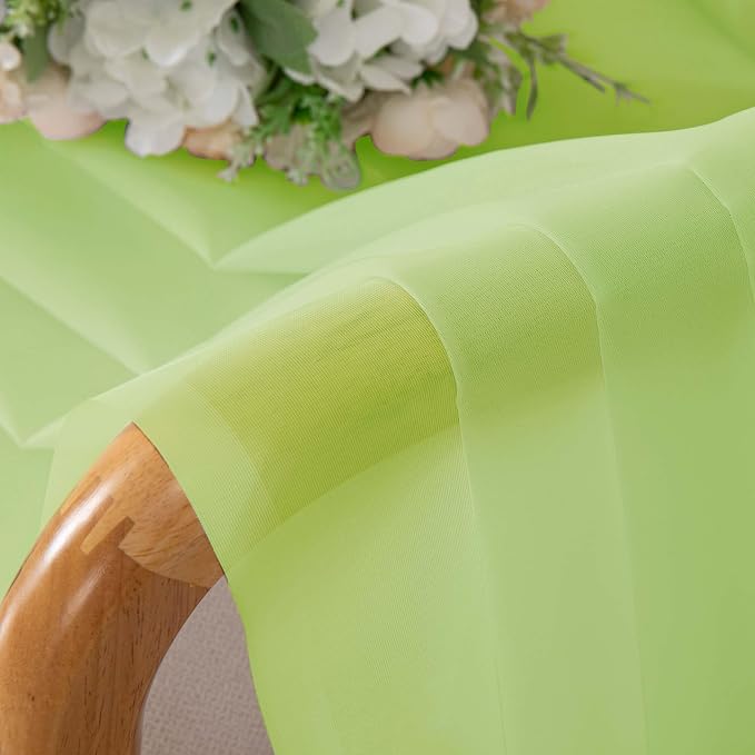 Lime Sheer Curtains for Bedroom Living Room 72 Inches Long 2 Panels Set - Image 6