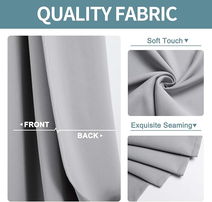 ChrisDowa Blackout Curtains for Bedroom and Living Room 40 Inches Long | 2 - Image 3