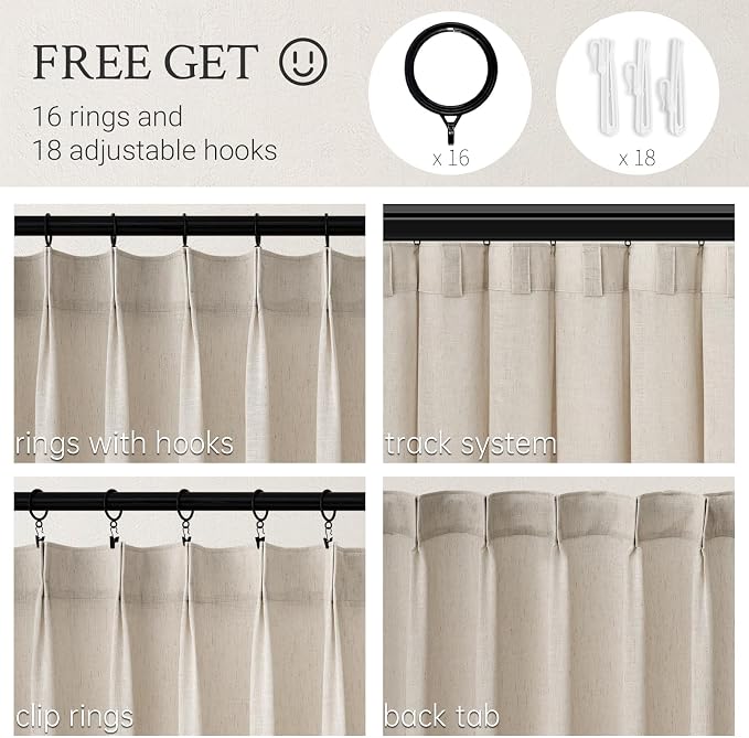 Pinch Pleated 78 Inch Curtains 2 Panels - Image 3
