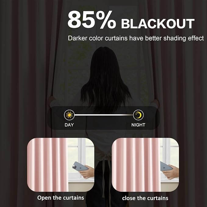 Baby Pink Room Darkening Curtains, Pinch Pleat - Image 3