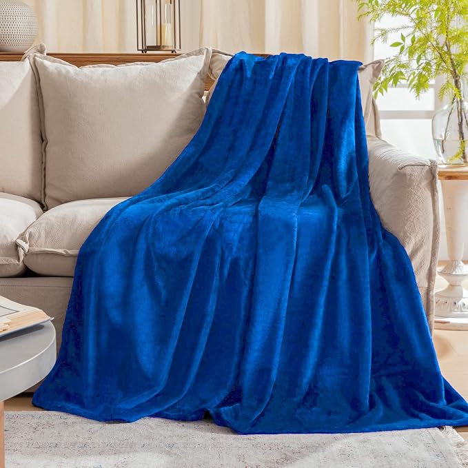Royal blue Fleece Plush Throw Blanket 60"x80"for Couch Fuzzy Cozy Flannel | by JIAHANNHA