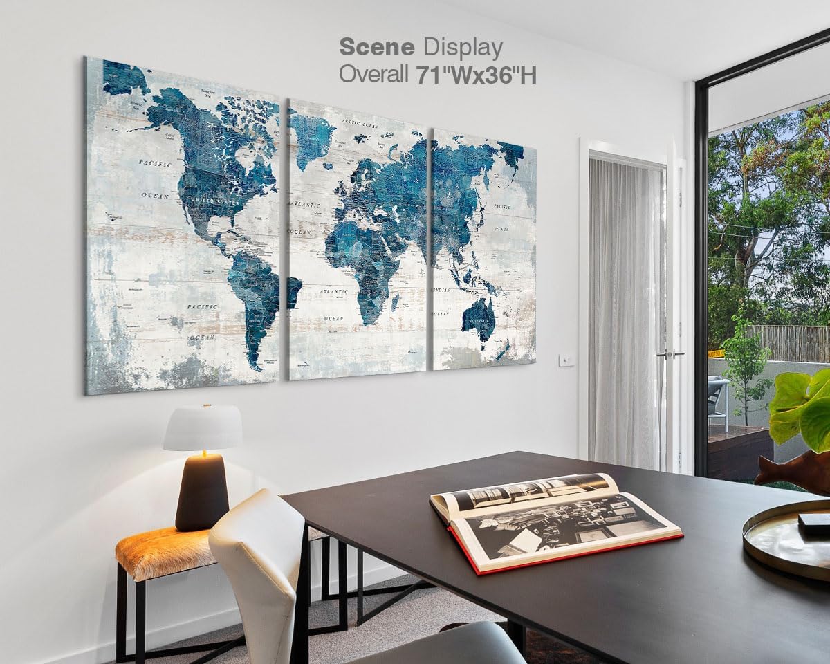 Wall Decor Living Room Home Office Wall Art Framed Blue Home Decor Large Picture House Decorations Dining Room Painting