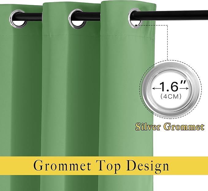 NICETOWN Forest Green Blackout Curtains Grommet - Image 2