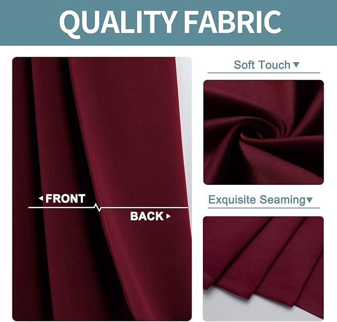 ChrisDowa Blackout Curtains for Bedroom and Living Room 63 Inches Long | 2 - Image 3