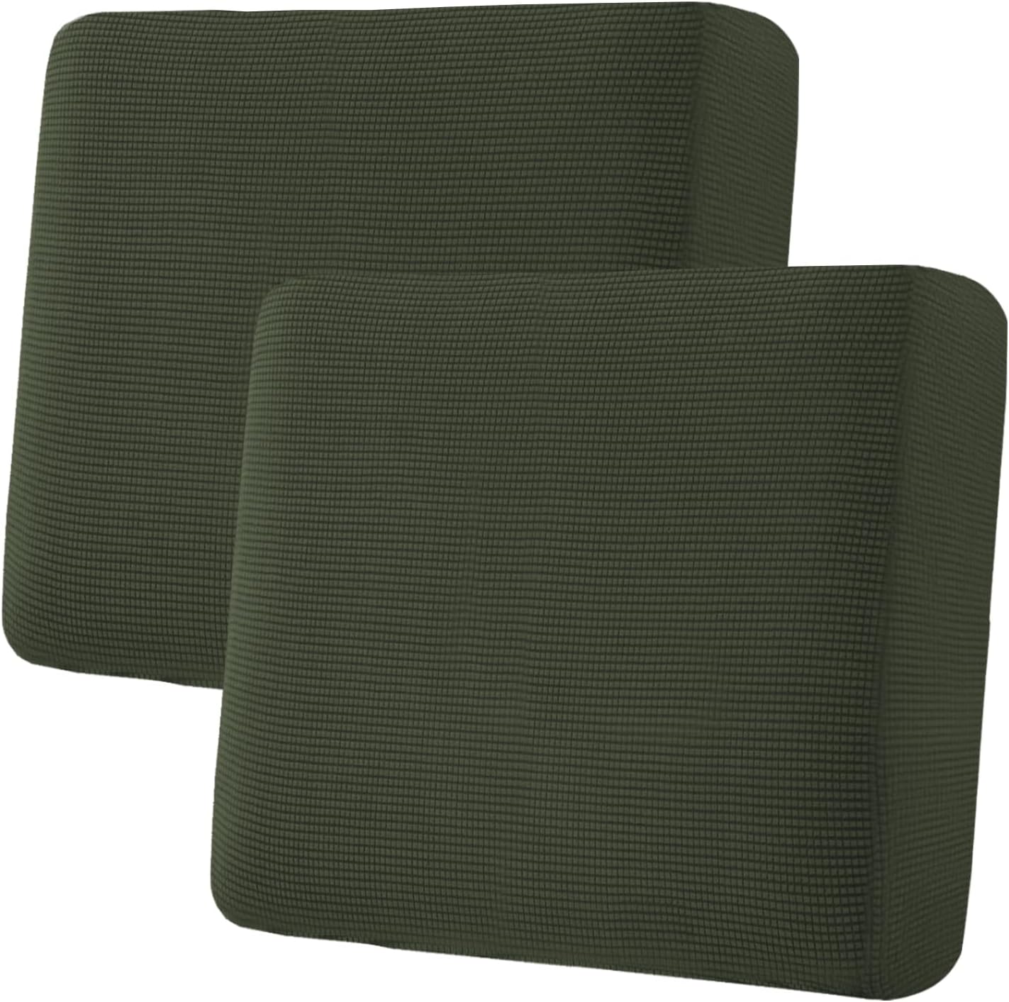 H.VERSAILTEX Super Stretch Individual Seat Cushion Covers Sofa Covers Couch Covers Slipcover Sets Thick Jacquard Textured Twill Fabric (2 Piece Large Sofa Cushion Covers, Olive)