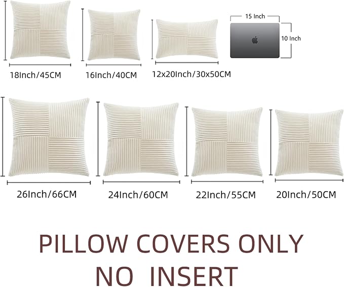 Fancy Homi 2 Packs Cream Euro Decorative Throw Pillow Covers 28x28 Inch - Image 7