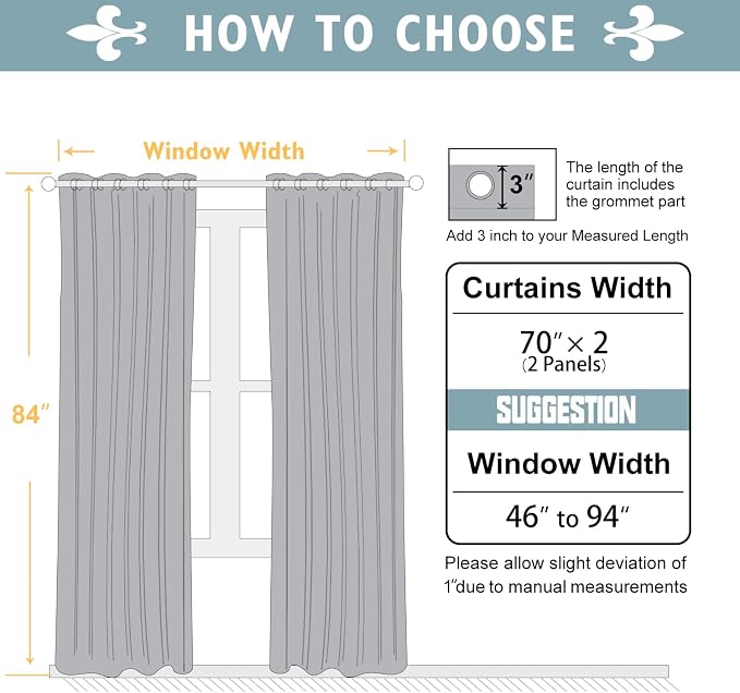 ChrisDowa Blackout Curtains for Bedroom and Living Room 70 inches Wide | 2 - Image 5