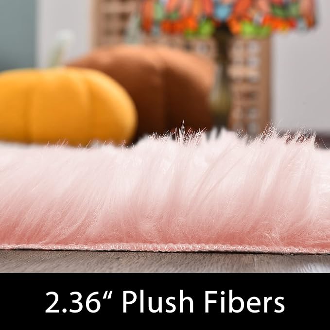 Latepis Pink Rugs for Living Room Area Rug 6x9 Faux Sheepskin Fur Rug for - Image 2
