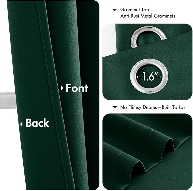 MIULEE Blackout Curtains for Bedroom 2 Panel 40 x 45 Inch Long Hunter Green | - Image 4